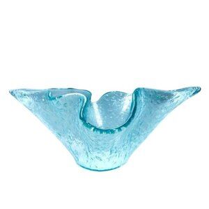NWT MURERO Italian Eco Recycle Large Handkerchief Ruffle Glass Bowl